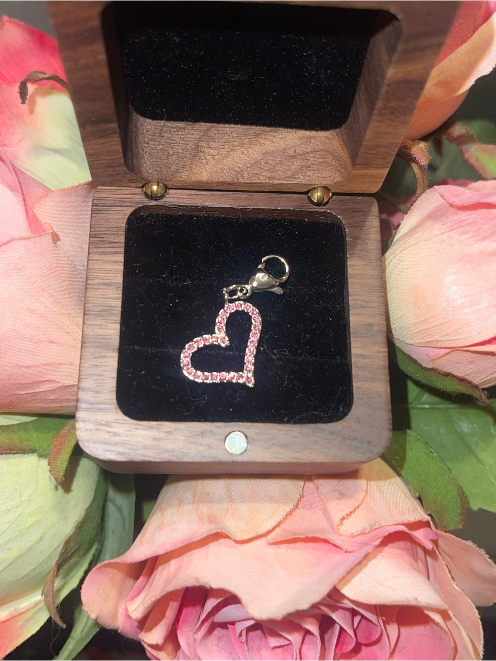 Origami owl -Pink Heart Charm Pendant Necklace Accent - Women Accessories